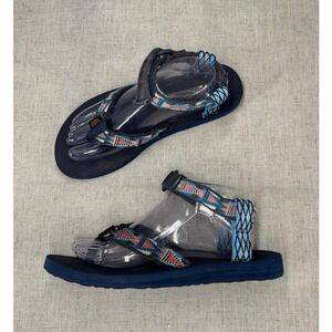 Teva Original Urban Sandals Navy Blue Geometric Ankle Strap Thong Women's 10